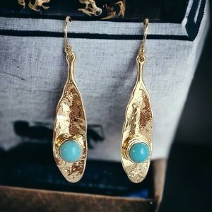 Dangle Earrings 14k Gold Turquoise Howlite